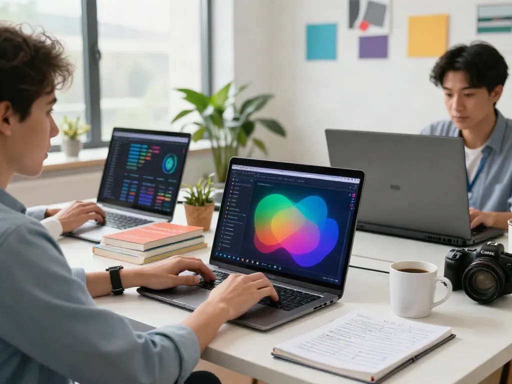 SEO specialist performing instant indexing analysis in a bright digital workspace.