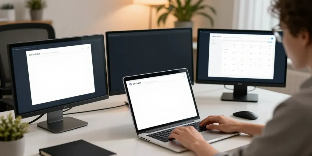 Affordable .co.uk domain registration in a modern developer workspace with tech devices and pricing details.