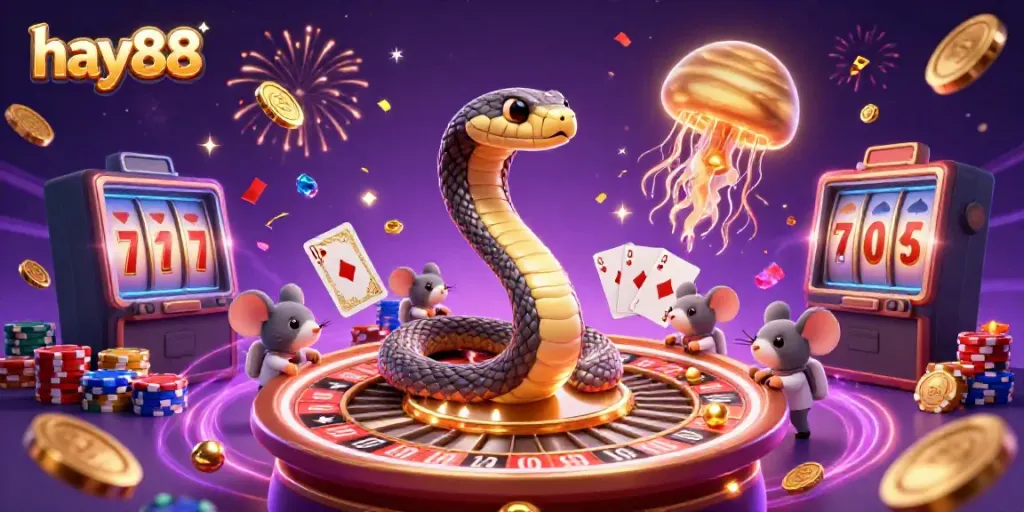 Experience the excitement at hay88 with a vibrant 3D illustration featuring a unique casino scene.