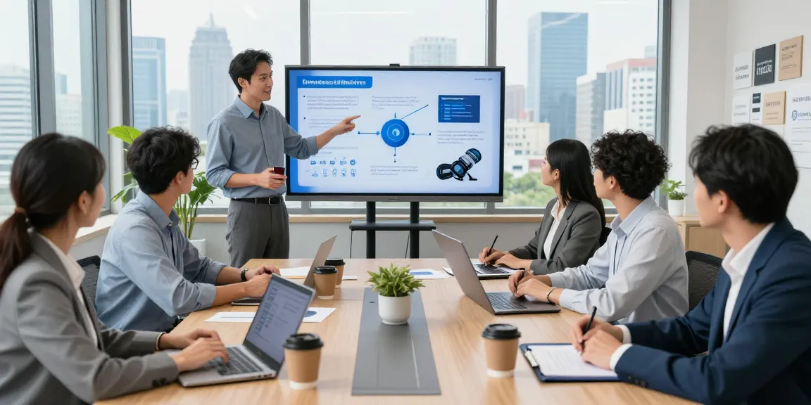 Team collaborating in a modern office showcasing business phone providers' solutions.