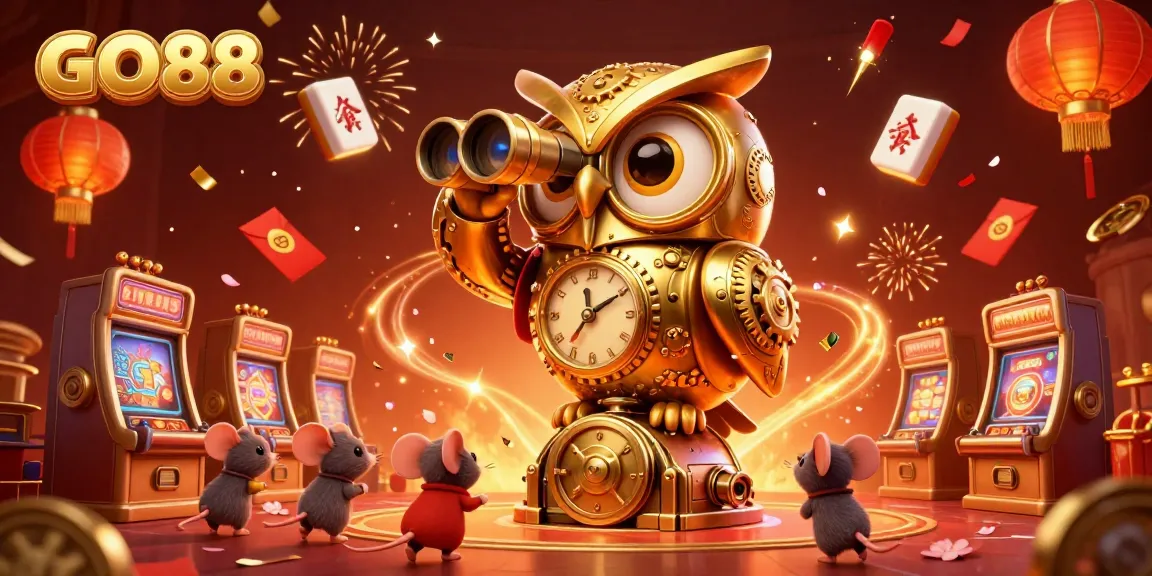 Experience the excitement of GO88 with a dynamic casino scene featuring playful characters and vibrant game elements.