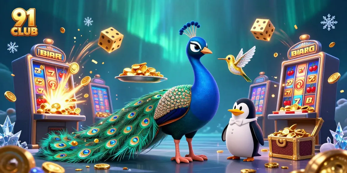 Experience the excitement at 91 CLUB with this vivid 3D scene showcasing fantastic casino elements.