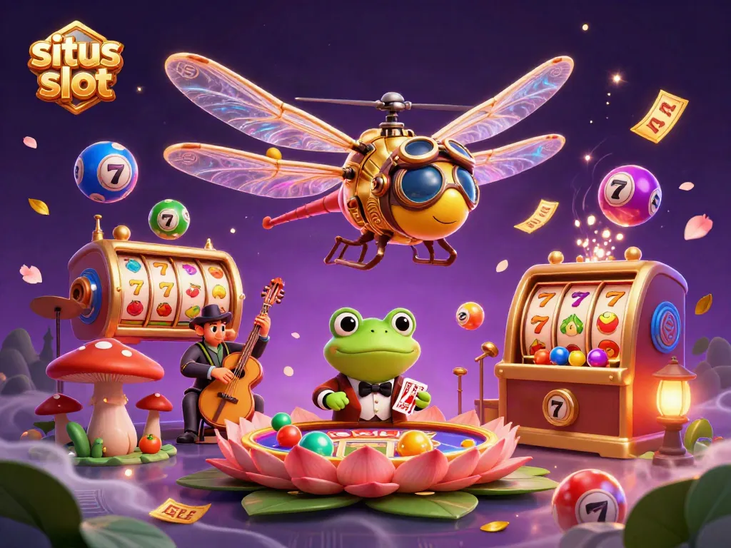 Experience the thrill at situs slot with vibrant 3D gaming visuals featuring characters and slot elements