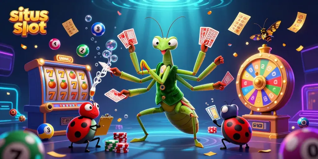 Experience thrilling action in situs slot with a colorful, dynamic casino scene.