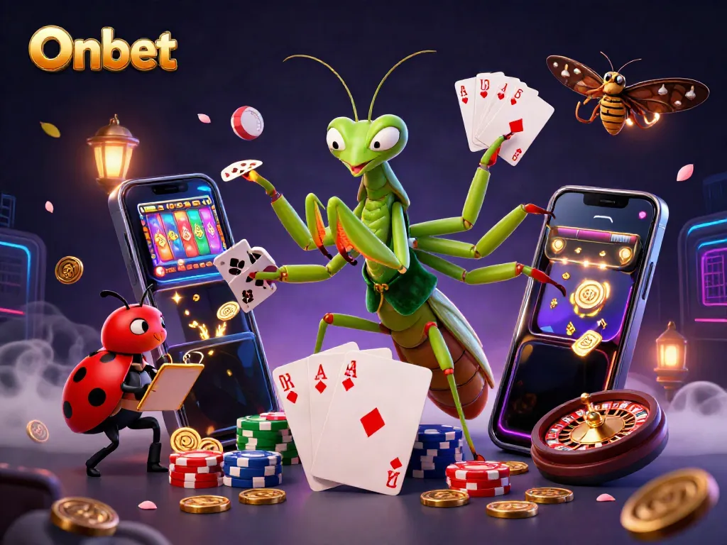 Join the card sharp and pit boss in a vibrant Onbet casino scene showcasing dynamic poker action.