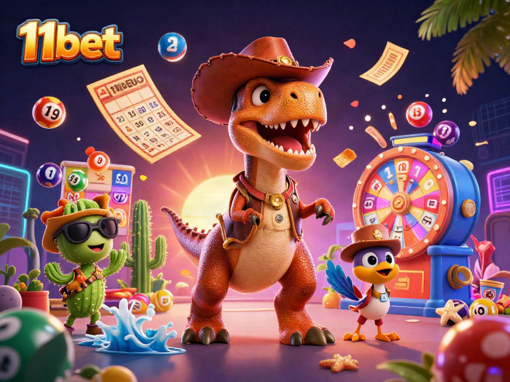 Engage with 11bet's dynamic gaming action featuring colorful lottery elements and exciting characters.