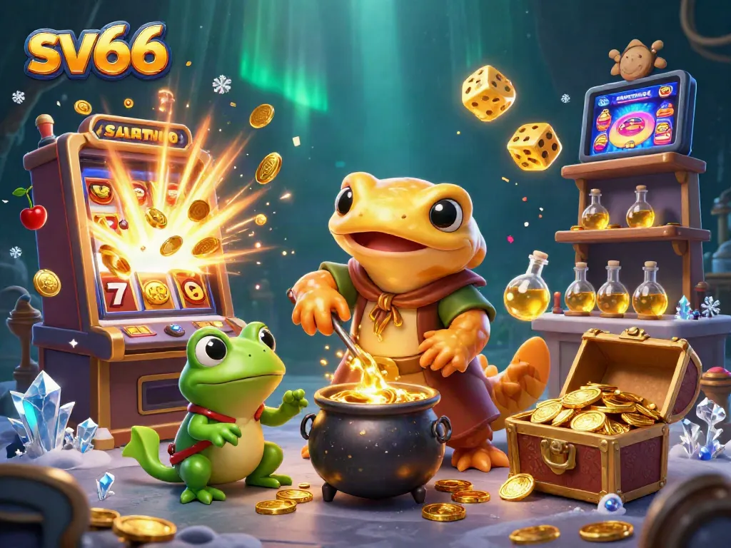 Experience thrilling gameplay with sv66 as a golden salamander transfigures coins in a vibrant casino