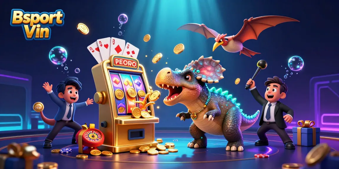 Experience thrilling wins at Bsport Vin with a cartoon pachycephalosaurus and exciting casino elements.