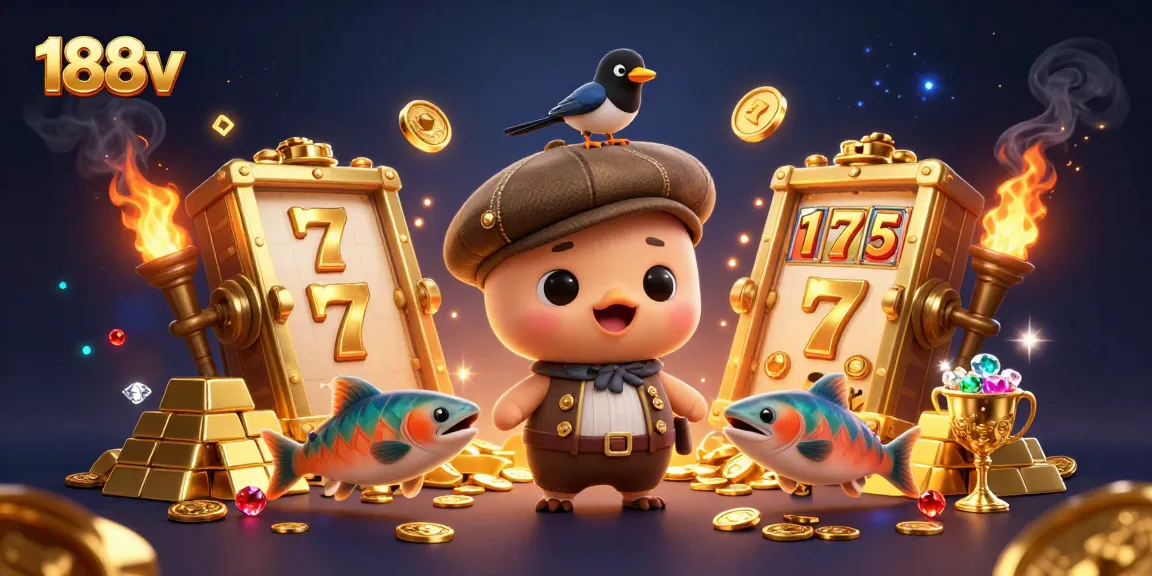 Experience the thrilling world of 188v with playful and vibrant casino elements attracting players.