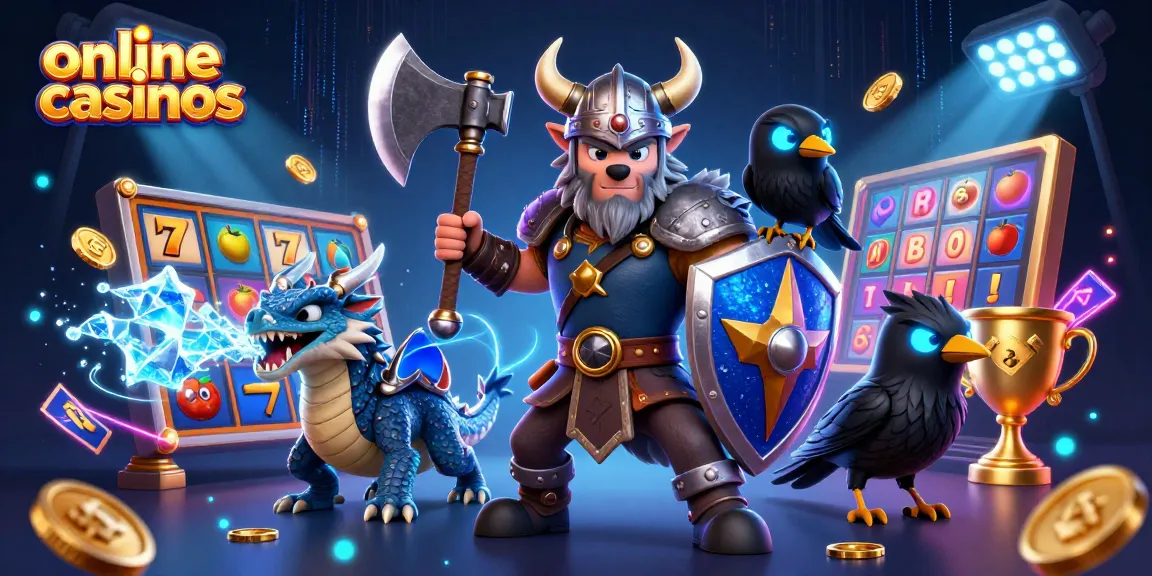 Engage with leading online casinos featuring dynamic slot reels and a Viking warrior.