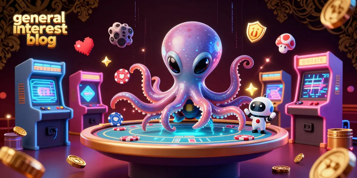 Engage with our general interest blog showcasing a vibrant 3D casino scene with alien octopus and robot!