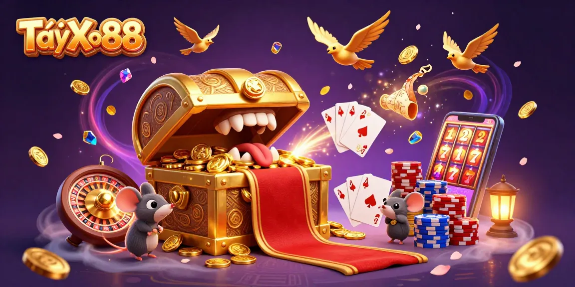 TảiXo88 offers thrilling adventures with a treasure chest and casino elements captivating players.