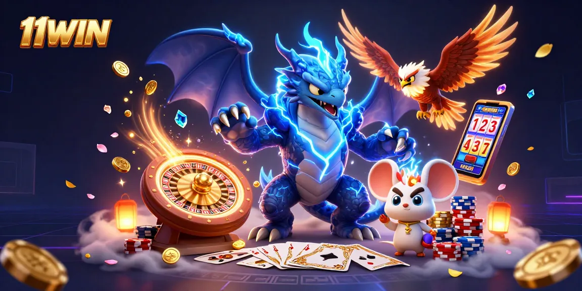 Experience thrilling gameplay with 11WIN's dynamic 3D casino scene featuring enchanting characters and casino elements.