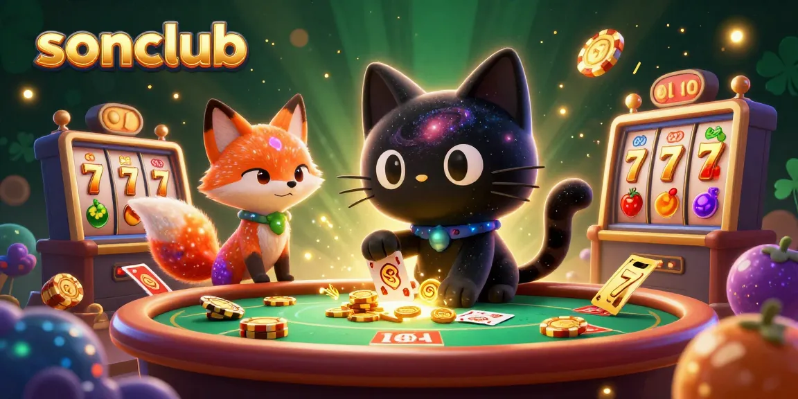 Experience the magic of Sonclub with a cosmic casino scene filled with colorful slot reels.