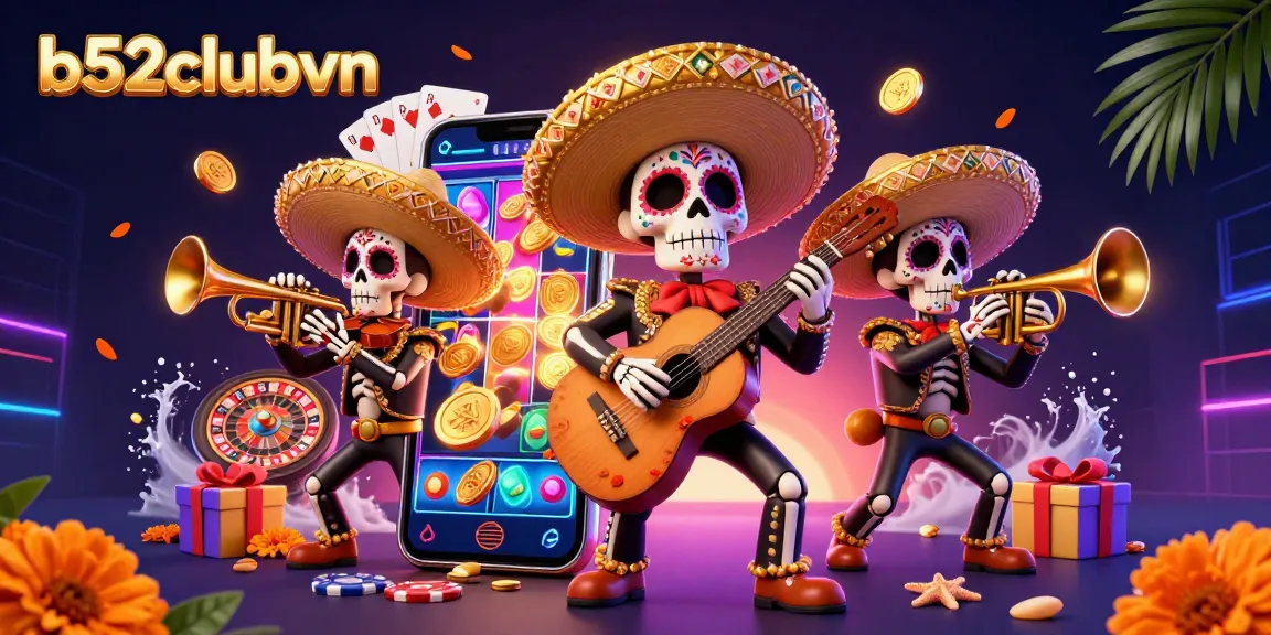 Experience thrilling gameplay at b52clubvn with vibrant illustrations of a lively casino scene.